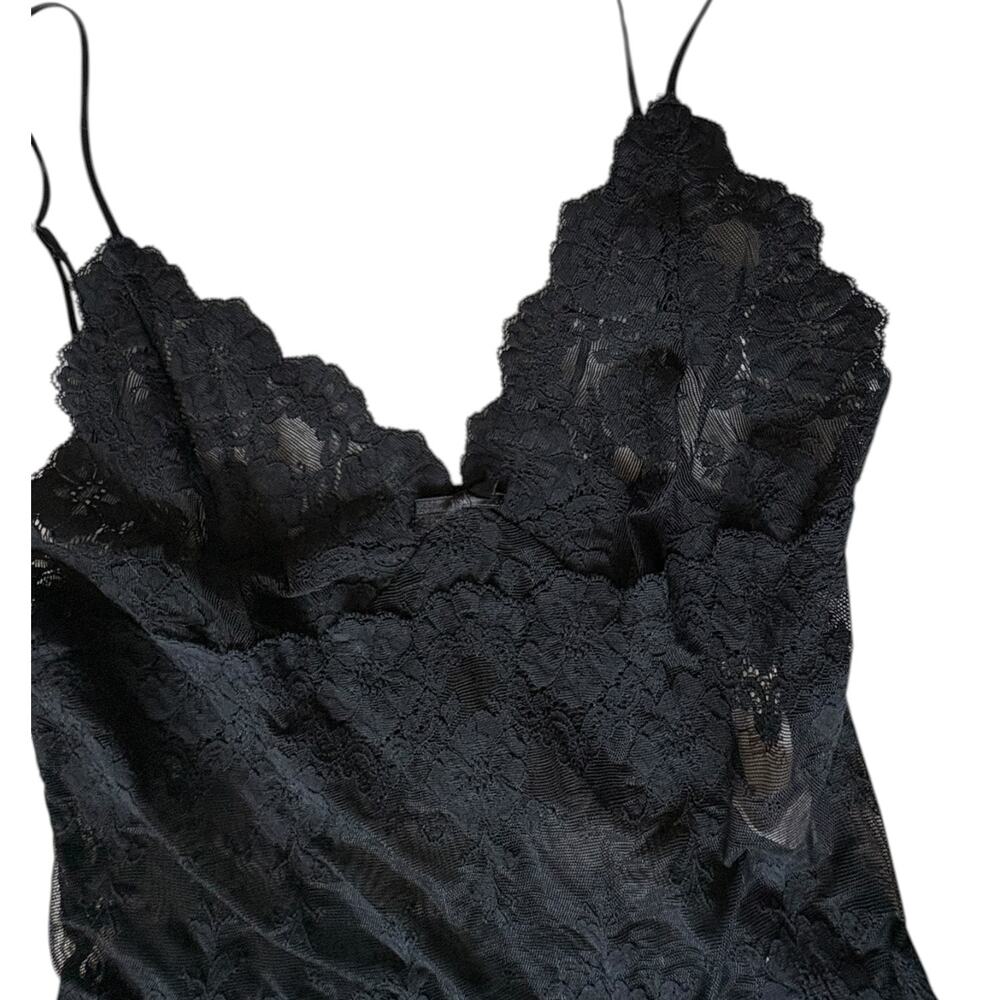 Vintage Victoria's Secret Gold Label Medium Black Sheer Floral Lingerie Dress - Picture 15 of 16